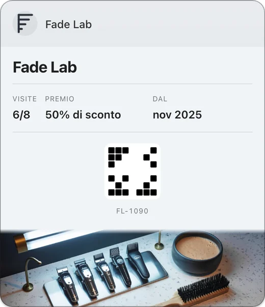 La tessera fedeltà di Fade Lab in Google Wallet