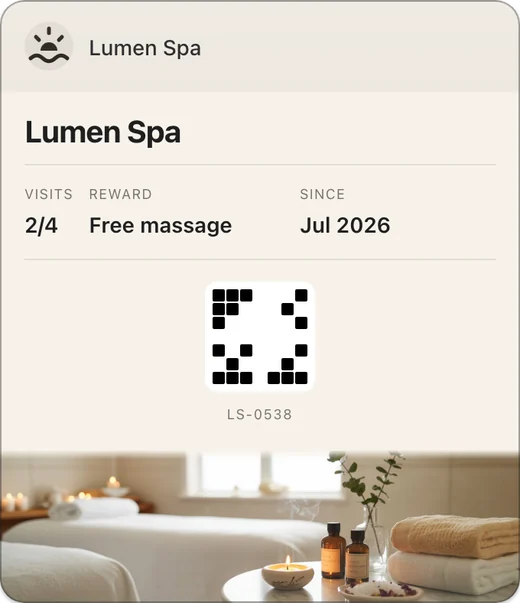 Lumen Spa's loyalty pass in Google Wallet