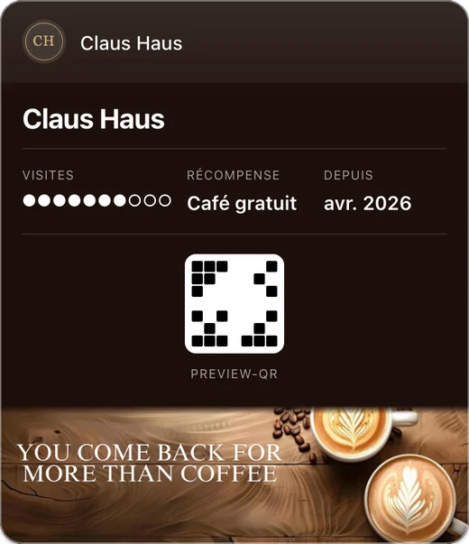 La carte de fidélité de Claus Haus dans Google Wallet